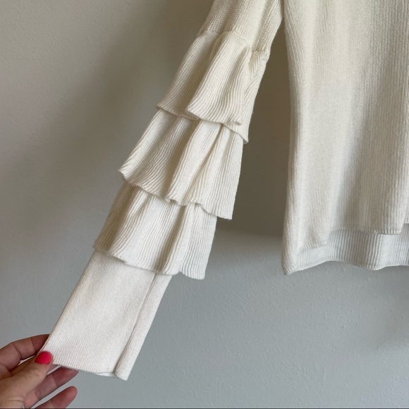 1.STATE RUFFLED TIERED PULLOVER CREAM SWEATER - Picture 6 of 9
